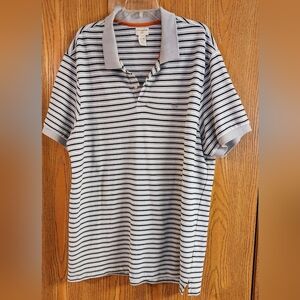 Dockers Mens Polo Gray Collard Shirt Striped Short Sleeve Cotton Size XXL